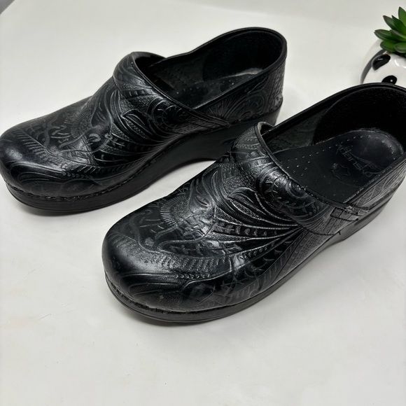 Dansko Stylish Black Embossed Clogs - Picture 3 of 5